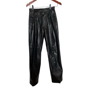 Vintage Montreal Leather Black High-Waist Moto Pants Real Leather Size Small